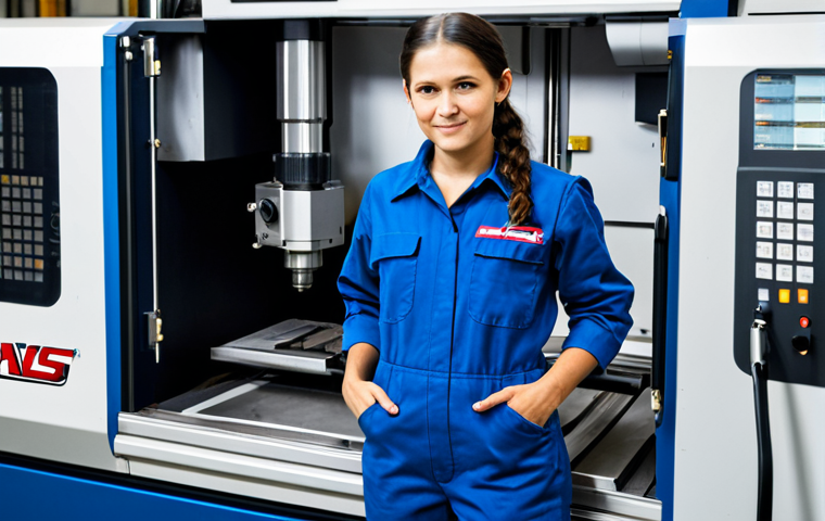 **
"A skilled female machinist, fully clothed in a professional blue jumpsuit, standing in front of a Haas CNC milling machine in a bright, clean workshop, appropriate attire, safe for work, perfect anatomy, natural proportions, professional photograph, high quality, modest, family-friendly, well-formed hands, proper finger count, natural body proportions. The machinist is holding a precision measuring tool."
**