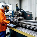 **

"A bright and organized machine shop featuring a CNC lathe, fully clothed technician wearing safety glasses and ear protection, machining a cylindrical steel part, appropriate attire, safe for work, perfect anatomy, natural proportions, professional setting, high quality, modest."

**