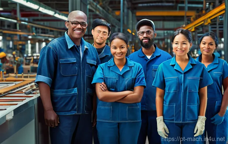 기계가공 업무 효율화 사례 - **Prompt:** "A close-up, impactful shot of a modern manufacturing workstation where predictive maint...