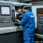 Home 23 기계가공 연봉 협상 전략 - A skilled CNC machining technician working attentively in a modern Brazilian industrial workshop, we...