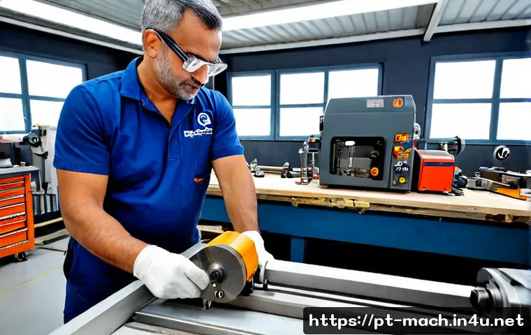 Home 17 기계가공 실습 장비 구매 가이드 - Photorealistic vocational machining workshop in Portugal, a middle-aged instructor and adult trainee...