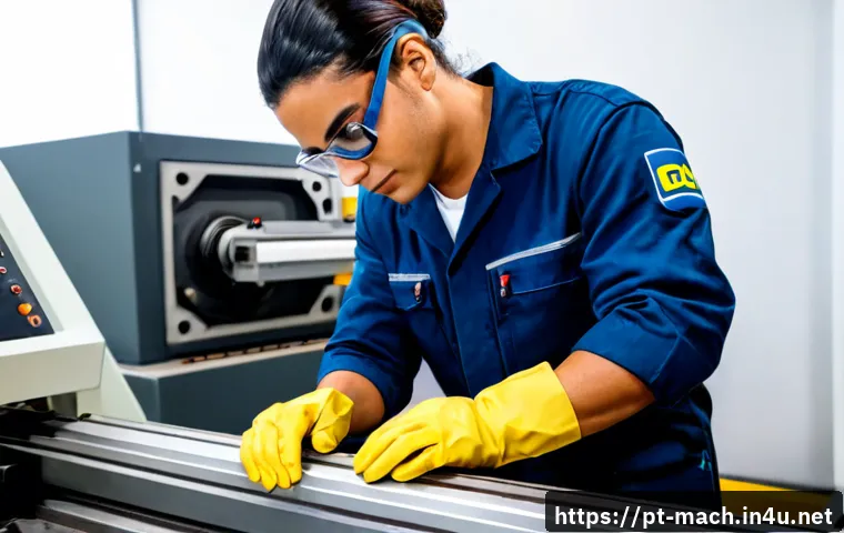 기계가공 자격증 취업 사례 - Photorealistic Brazilian CNC machinist in a clean modern metalworking workshop, wearing protective g...
